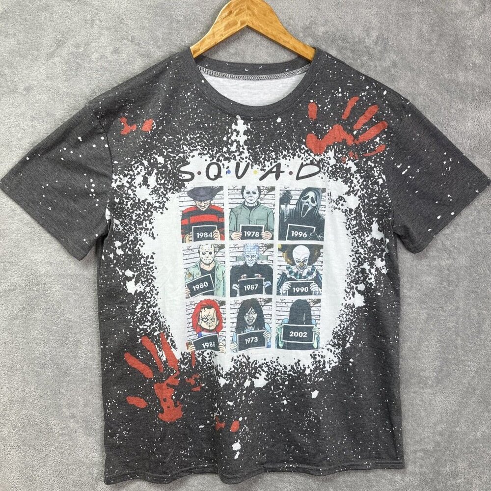 Horror Squad Mugshot Movie Characters Halloween‎ T-shirt Top XL